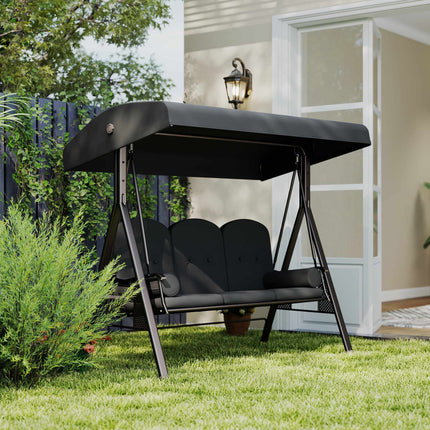 3-Seater Garden Swing with Canopy and Tray, Dark Grey