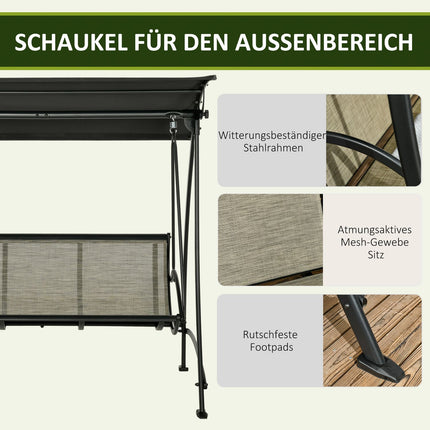 3-seater garden swing bench, UV protection, adjustable canopy