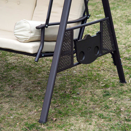Garden swing with canopy, 3-seater, metal and polyester