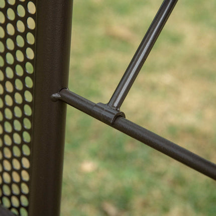 3-seat garden swing with canopy, khaki metal frame