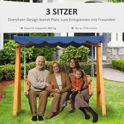 3-seat black poly rattan swing with cushion - 360 kg capacity