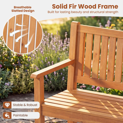 3-Seater Outdoor Wooden Bench, 59" Fir Wood, Brown