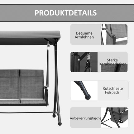 3-seater Veranda swing in aluminum with canopy, gray