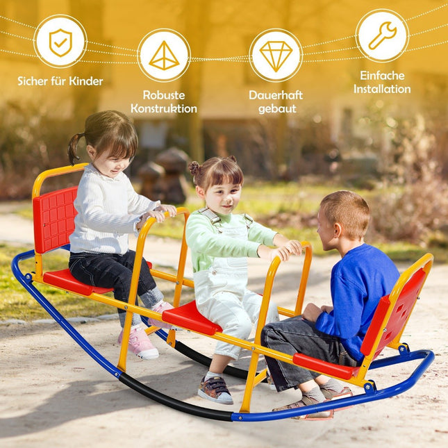 3 Seater Rocking Rocker Children's Rocker with Handles Heavy Duty Metal Children's Rocker 136 x 39 x 60 cm Colorful