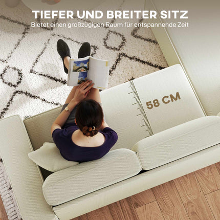 3-Seater Sectional Sofa with Reversible Chaise, Cream Corduroy