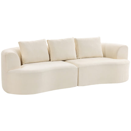 3-Seater Sofa, 203 cm, Chenille Fabric, Cream White