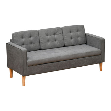 Gray 3-seater sofa in fabric with removable cushions