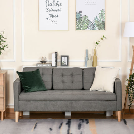 Gray 3-seater sofa in fabric with removable cushions
