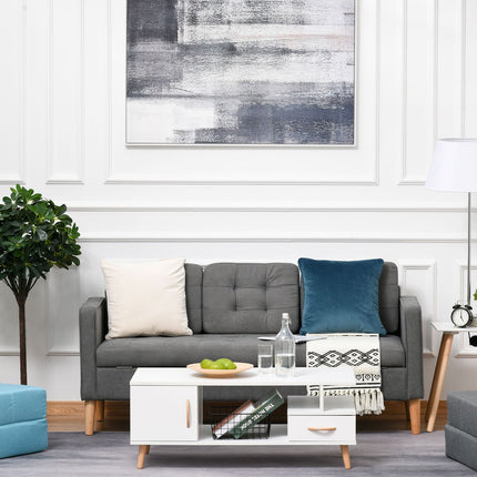 Gray 3-seater sofa in fabric with removable cushions
