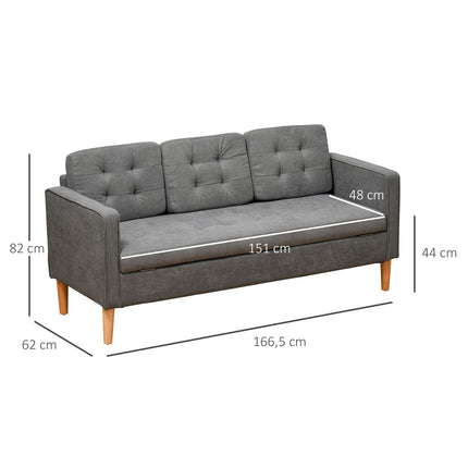 Gray 3-seater sofa in fabric with removable cushions