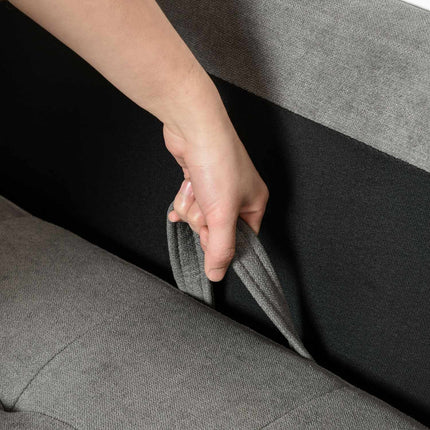 Gray 3-seater sofa in fabric with removable cushions