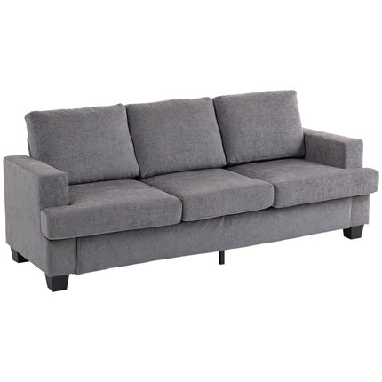 3-Seater Sofa, Grey Fabric Upholstery, Steel Frame