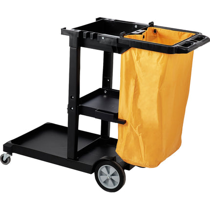 3-Shelf Janitorial Cart, 200 lb, 25-Gal Bag