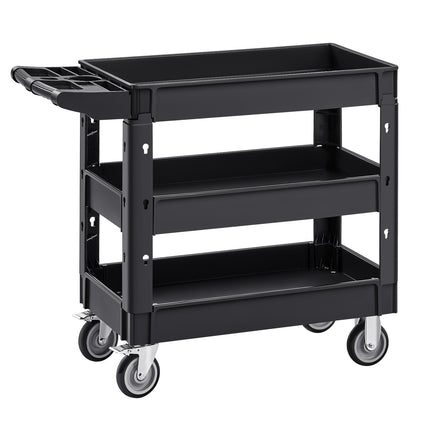 3-Shelf Utility Cart, 550 lb, Swivel Wheels with Brakes
