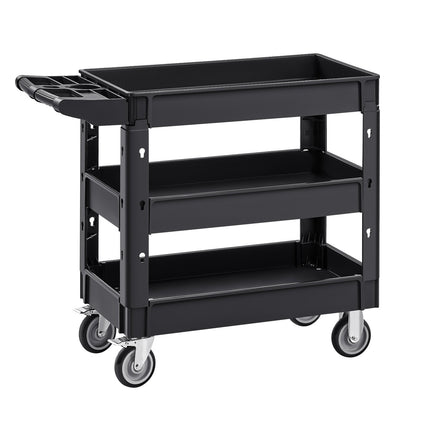 3-Shelf Utility Cart, 550 lb, Swivel Wheels with Brakes