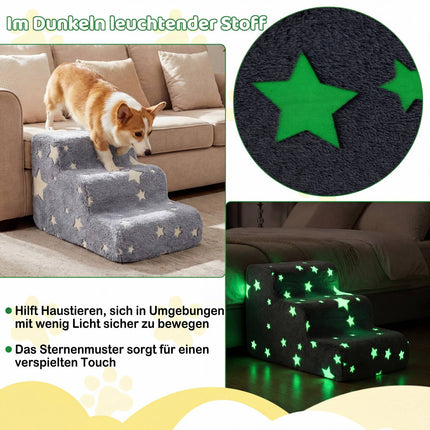 3-Step Foam Pet Stairs with Washable Flannel Cover