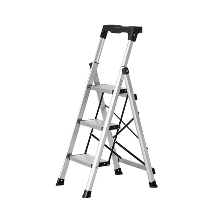 3-Step Folding Aluminum Ladder, 150 kg, Tool Tray