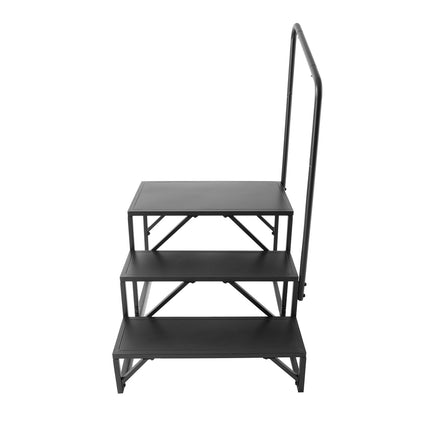 3-Step RV Steps With Handrail, 440 lb Non-Slip Steel