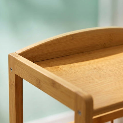 3-Tier Bamboo Kitchen Trolley with Swivel Castors