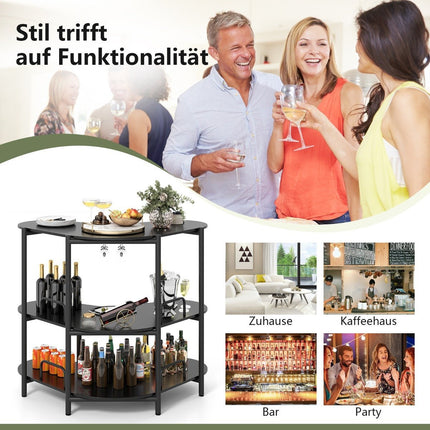 3-Tier Bar Table with Glass Holder & Metal Frame