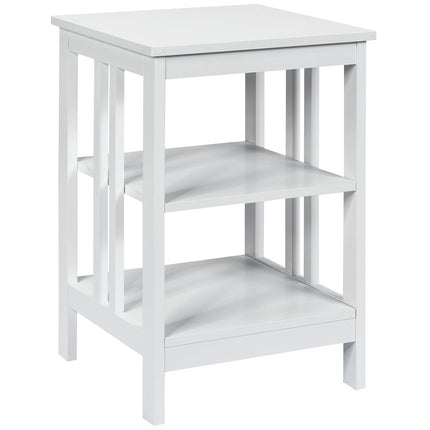 3-Tier Bedside Table Sofa Table Coffee Table for Bedroom 40 x 40 x 61 cm White