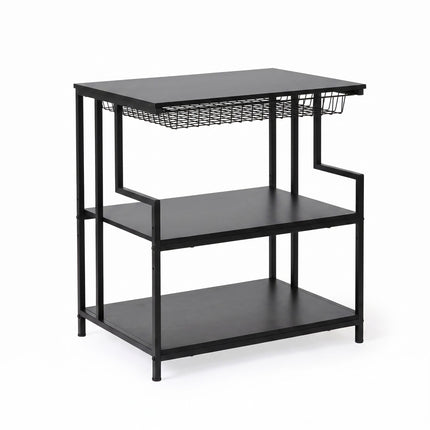3-Tier Black Printer Stand with Adjustable Shelf