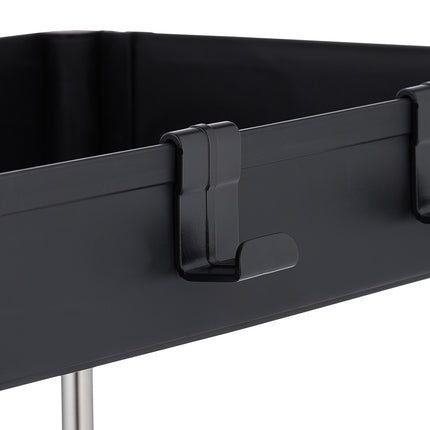 3-Tier Black Trolley with Wheels for Kitchen/Bathroom