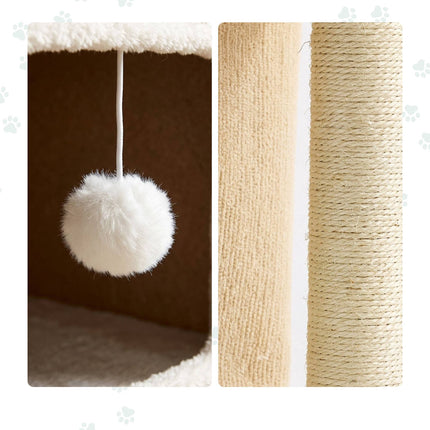 3-Tier Cat House with Sisal Post & Toy - Beige