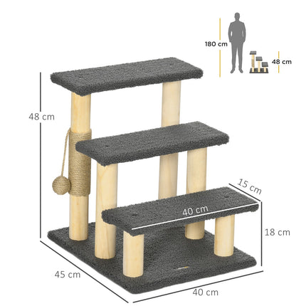 Cat Scratching Post with Sisal & Play Ball - Grey/Natural