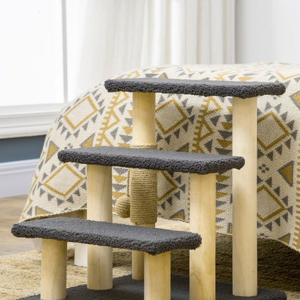 Cat Scratching Post with Sisal & Play Ball - Grey/Natural