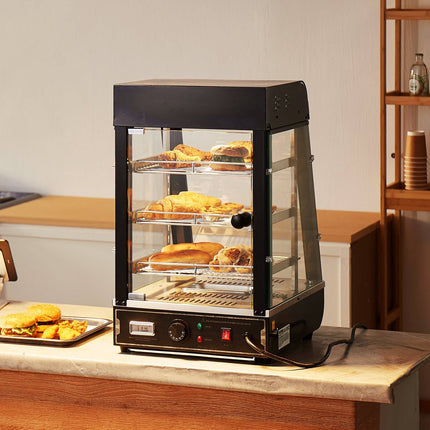 3-Tier Commercial Food Warmer Display Case, 57L, Temp Control