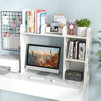 3-Tier Desk Bookshelf, 4 Shelves, Fits 27-Inch Monitor