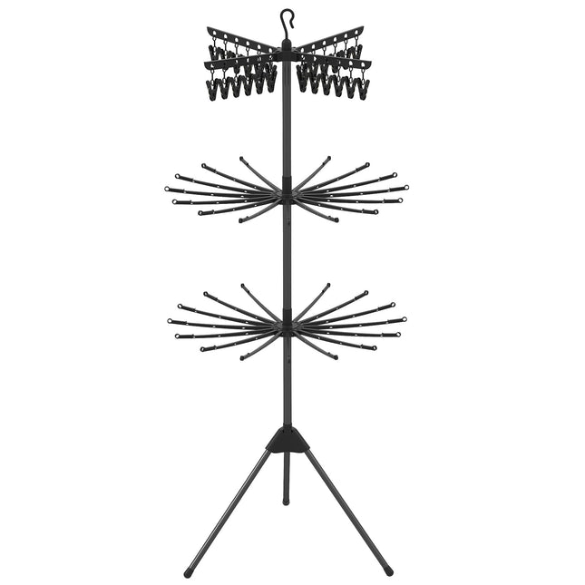 3-Tier Foldable Clothes Drying Rack, 178cm, Black