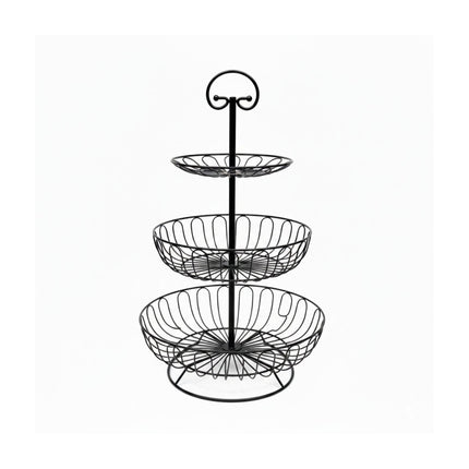 3-Tier Fruit Bowl, Round Wire Stand for Fresh Produce