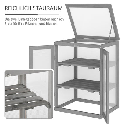 Greenhouse cold frame box, wood & polycarbonate, weatherproof