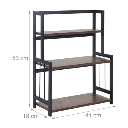 3-Tier Kitchen Spice Rack, MDF and Iron, Brown/Black