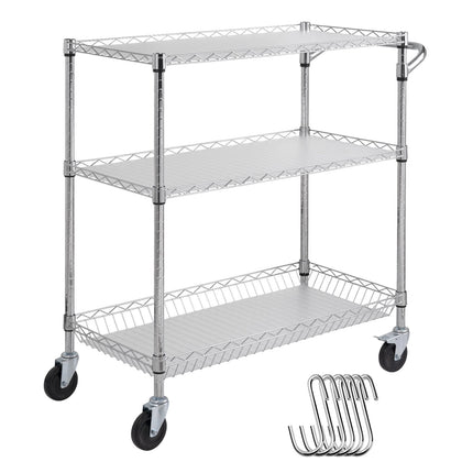 3-Tier Kitchen Utility Cart, Steel Wire, 661 lb Capacity