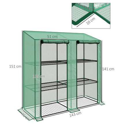 3-Tier Mini Greenhouse with 6 Wire Shelves, Roll-Up Doors