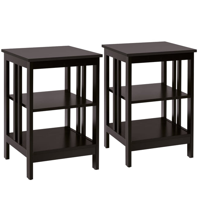 3-Tier Nightstand Set, MDF, 40x40x61 cm, Coffee