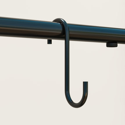 3-tier plant stand in black metal with hanging hooks, 137 cm high
