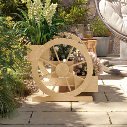 3-Tier Raised Garden Bed, Wagon Wheel Design, Fir Wood