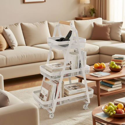 3-Tier Rolling Storage Cart – Living Room, Bathroom, Office