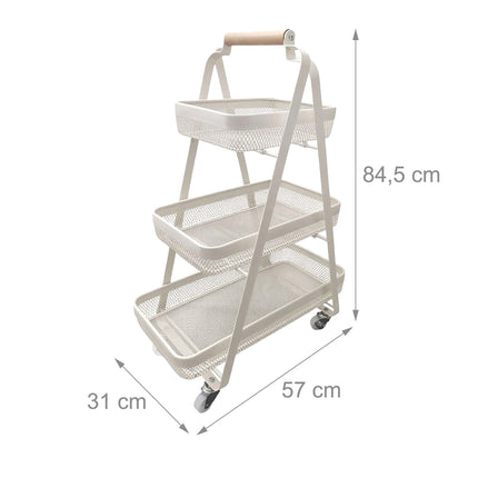 3-Tier Rolling Storage Cart – Living Room, Bathroom, Office