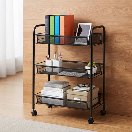 3-Tier Rolling Storage Cart With Smooth Casters