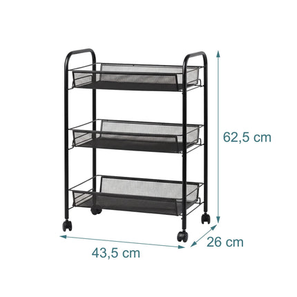 3-Tier Rolling Storage Cart With Smooth Casters