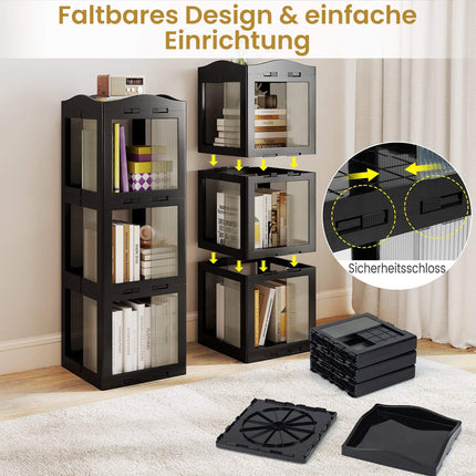 3-Tier Rotating Bookshelf, Space-Saving Corner Shelf