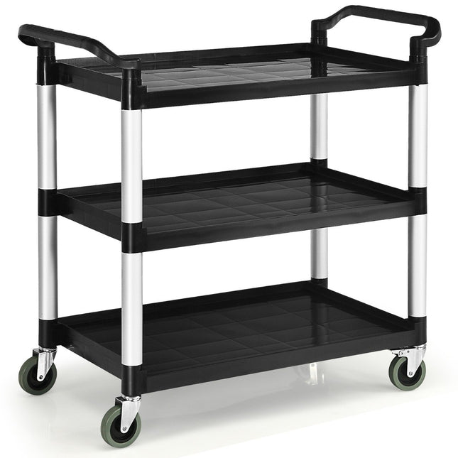3-Tier Utility Cart with Wheels and Brake System, Black