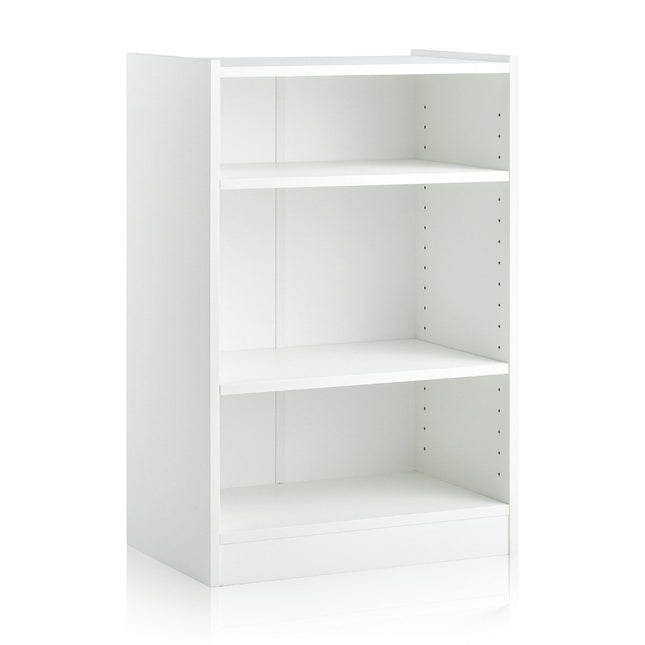 3-Tier White Bookshelf with Adjustable Shelves, 50x30x75 cm