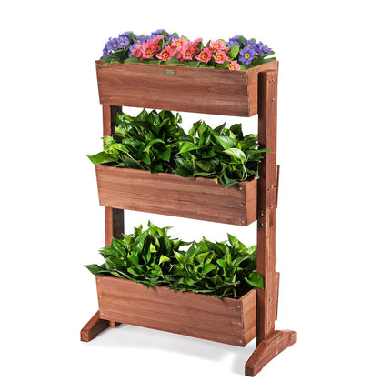 3 Tier Wooden Flower Shelf Flower Stand 3 Tier Raised Bed Flower Stairs 71 x 38 x 105 cm Brown