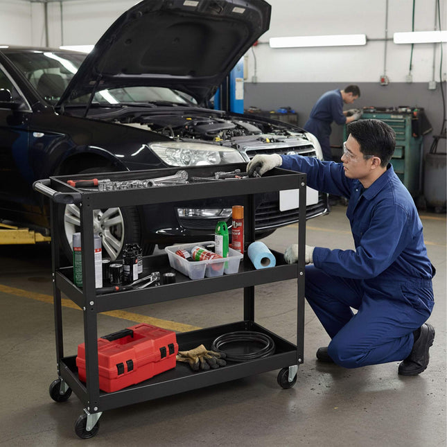 3-Tier Workshop Trolley with Swivel Castors
